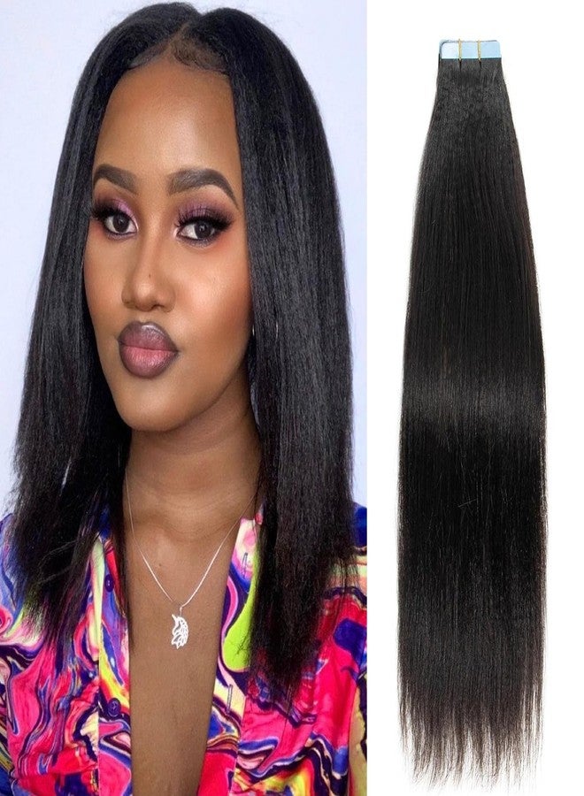 فيبرو وصلات شعر FEIPRO Light Yaki Straight Tape ins، شعر بشري طبيعي ريمي حقيقي غير مرئي، خصلات من البولي يوريثان، ناعمة، لون أسود طبيعي، للنساء والفتيات، 12 بوصة، 40 غرام، 20 قطعة/عبوة - Image 1